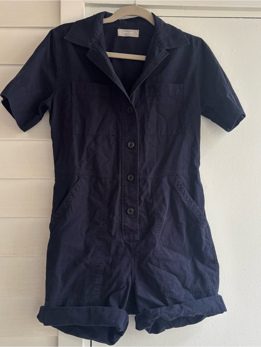 Everlane Navy Short Sleeve Romper